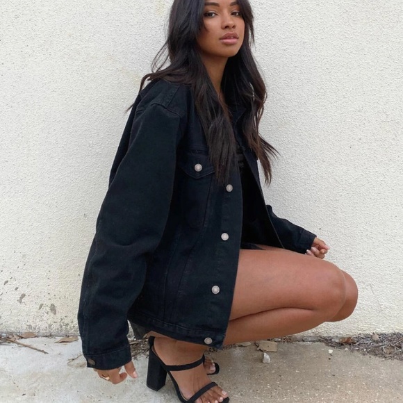 Princess Polly Jackets & Blazers - Princess Polly PHOENIX DENIM JACKET BLACK